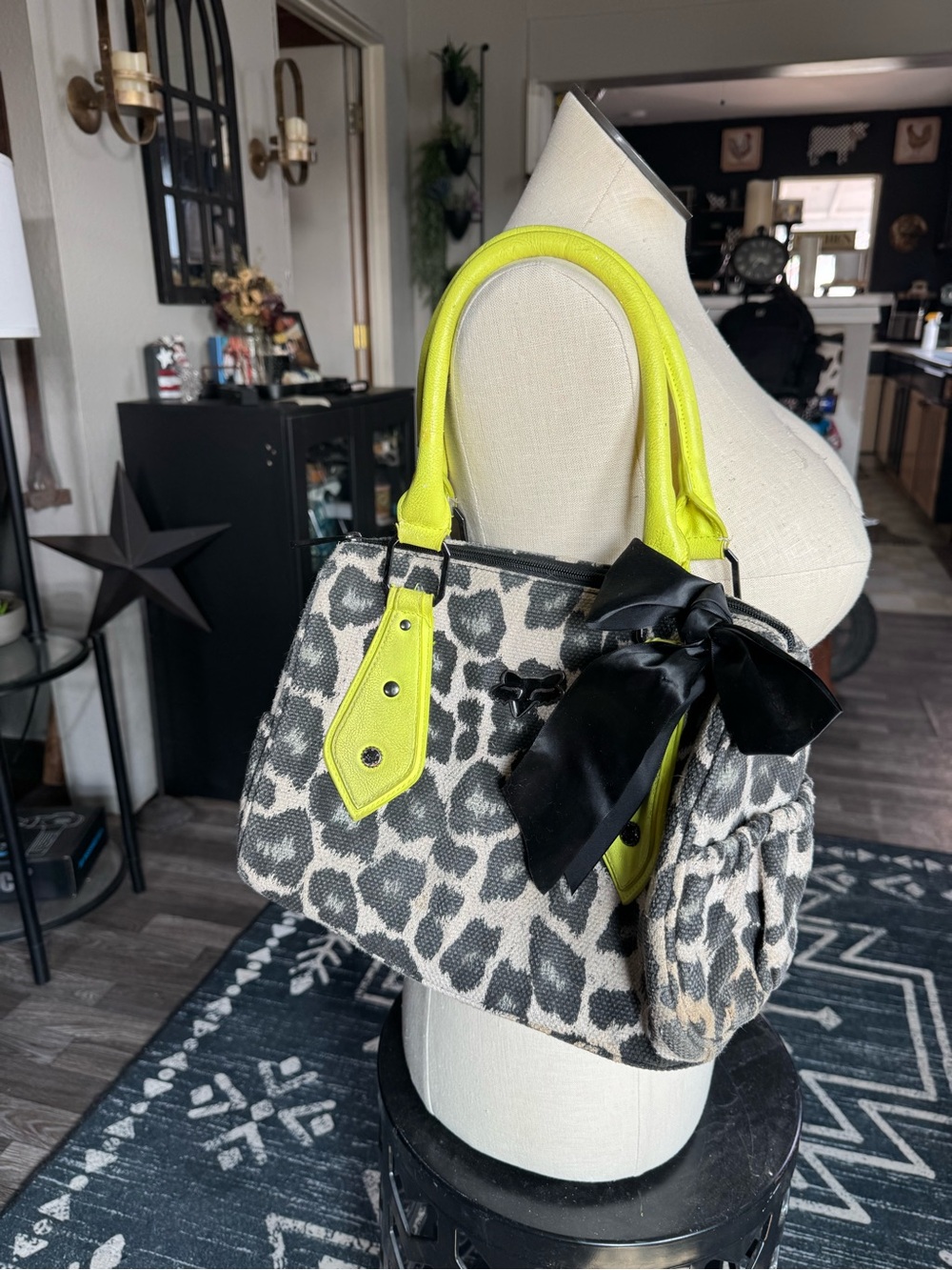 Fox racing Y2K Tote with Neon Yellow Handles and Black Bow